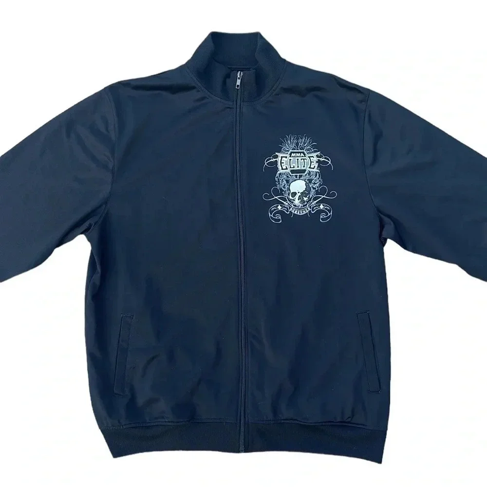 MMA Elite Gothic Skull and Grim Reapers Black Zip Up Lightweight Jacket Men’s